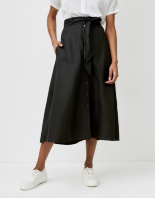 Linen Button-Front Skirt | Clothing Sale | The White Company UK