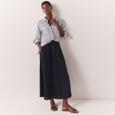 Linen Circle Midi Skirt Clothing Sale The White Company UK