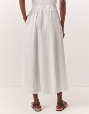 Linen Circle Midi Skirt - White
