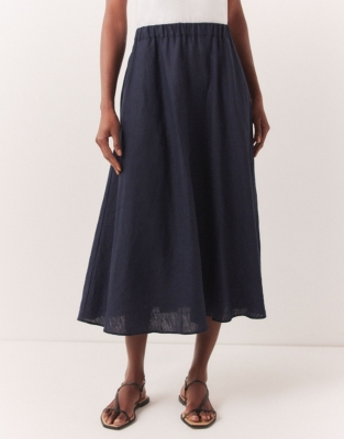 Linen Circle Midi Skirt