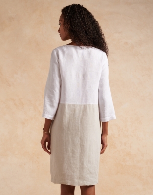 Linen Colour Block Dress Clothing Sale The White Company UK