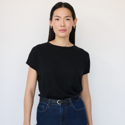 Linen Cotton Button Back Knitted T-Shirt