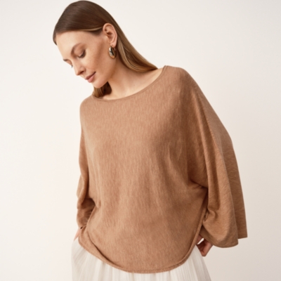 Linen Cotton Oversized Batwing Jumper