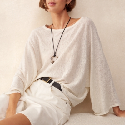 Linen Cotton Oversized Batwing Jumper