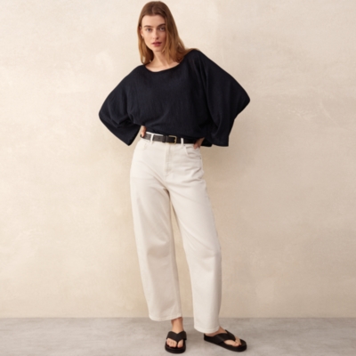 Linen Cotton Oversized Batwing Jumper