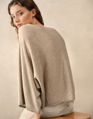 Linen Cotton Oversized Batwing Jumper