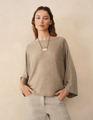 Linen Cotton Oversized Batwing Jumper