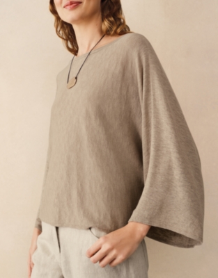 Linen Cotton Oversized Batwing Jumper