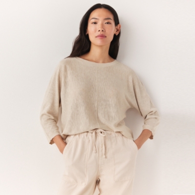 Linen Cotton Slash Neck Jumper