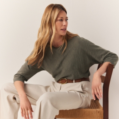 Linen Cotton Slash Neck Jumper