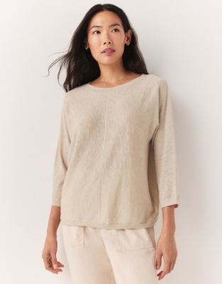 Linen Cotton Slash Neck Jumper