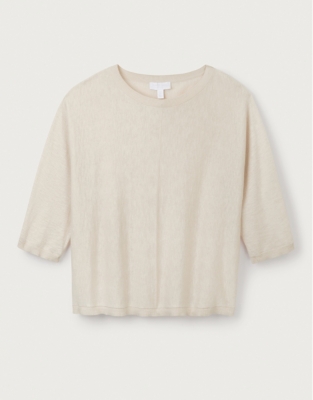 Linen Cotton Slash Neck Sweater