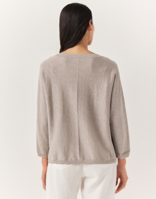 Linen Cotton Slash Neck Sweater