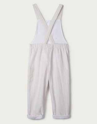 white linen dungarees