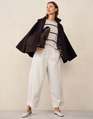 Linen Cotton Stripe Oversized Batwing Jumper