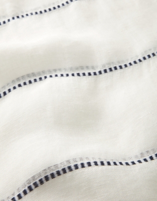 Linen Cotton Stripe Stitch Detail Scarf