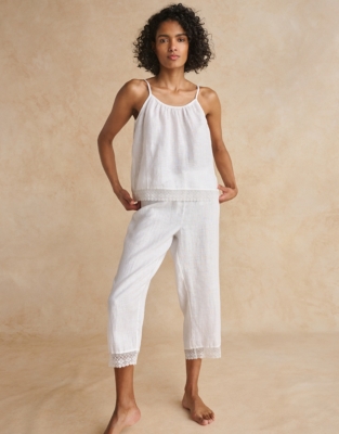 Linen Crochet Lace Pajama Set Sleepwear Sale The White Company US