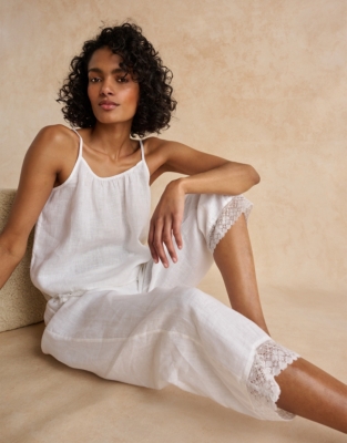 Linen Crochet Lace Pajama Set Sleepwear Sale The White Company US