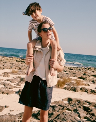 Linen Cropped Jacket - Alabaster