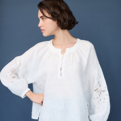 Linen Cutwork Sleeve Blouse