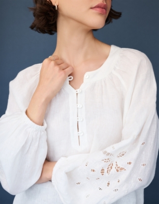 Linen Cutwork Sleeve Blouse