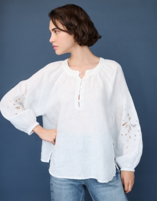 Linen Cutwork Sleeve Blouse