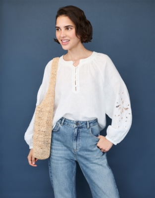 Linen Cutwork Sleeve Blouse