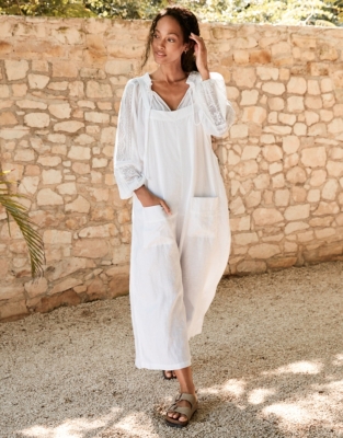 White Stuff Debbie Linen Dungaree - Womens Trousers: O&C Butcher