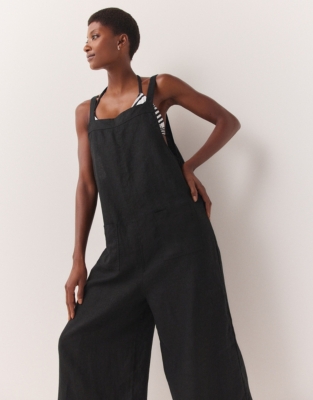 Black store overalls linen