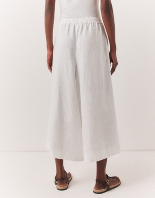 Linen Elasticated Waist Culottes - White