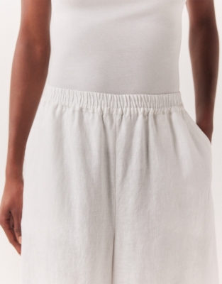 Linen Elasticated Waist Culottes - White