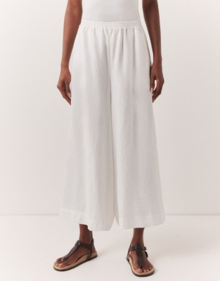 Linen Elasticated Waist Culottes - White