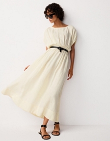 Linen Elasticated Waist Midi Dress