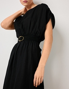 Linen Elasticated Waist Midi Dress