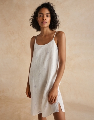 Long best sale linen nightgown