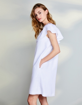 Linen Frill Trim Dress Dresses & Skirts The White Company US