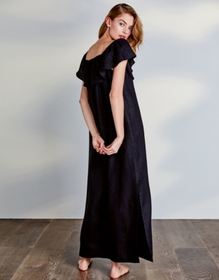 Linen Frill Trim Maxi Dress Clothing Sale The White Company UK