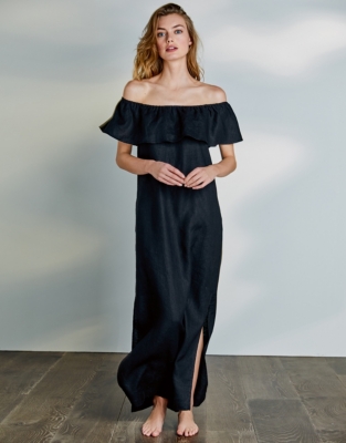 Linen Frill Trim Maxi Dress Clothing Sale The White Company UK