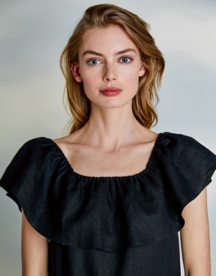 Linen Frill Trim Maxi Dress Clothing Sale The White Company UK