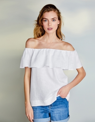 Linen Frill Trim Top | Clothing Sale | The White Company UK
