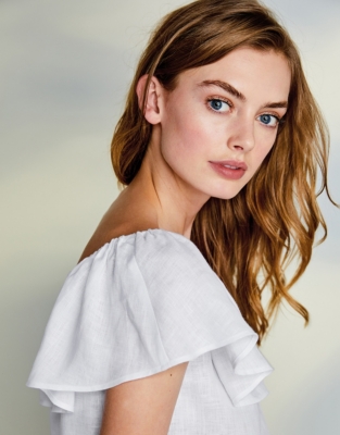 Linen Frill Trim Top | Clothing Sale | The White Company UK