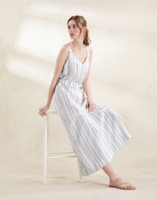 Linen Front Split Stripe Dress All Clothing Sale The White Company US