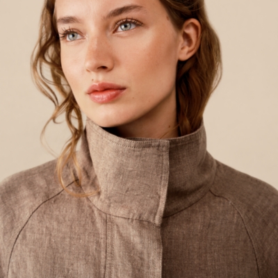 Linen Funnel Neck Jacket