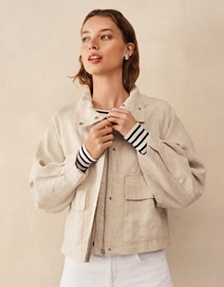 Linen Funnel Neck Jacket