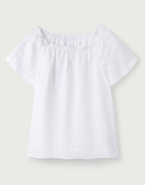 Linen Gathered Blouse With Lace Insert | Clothing Sale | The White ...