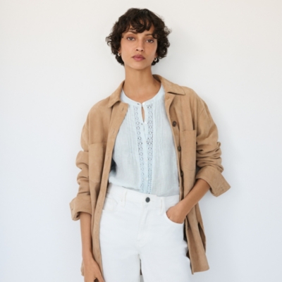 Linen Gauze Button Through Blouse