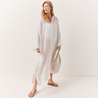 Linen Gauze Maxi Shirt Cover Up