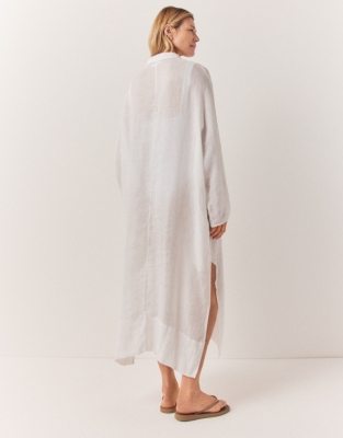 Linen Gauze Maxi Shirt Cover Up