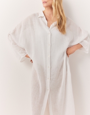 Linen Gauze Maxi Shirt Cover Up