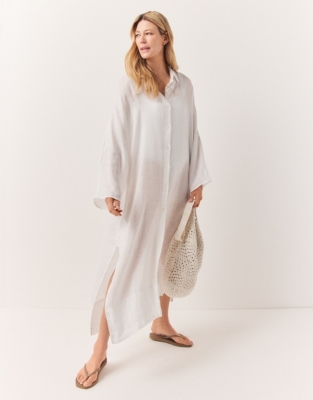 Linen Gauze Maxi Shirt Cover Up Dresses & Skirts The White Company US